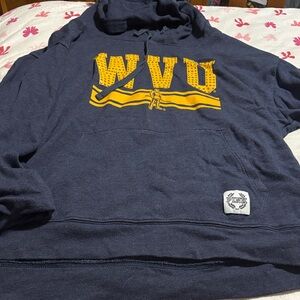 PINK Victoria's Secret Navy and Yellow WVU Hoodie